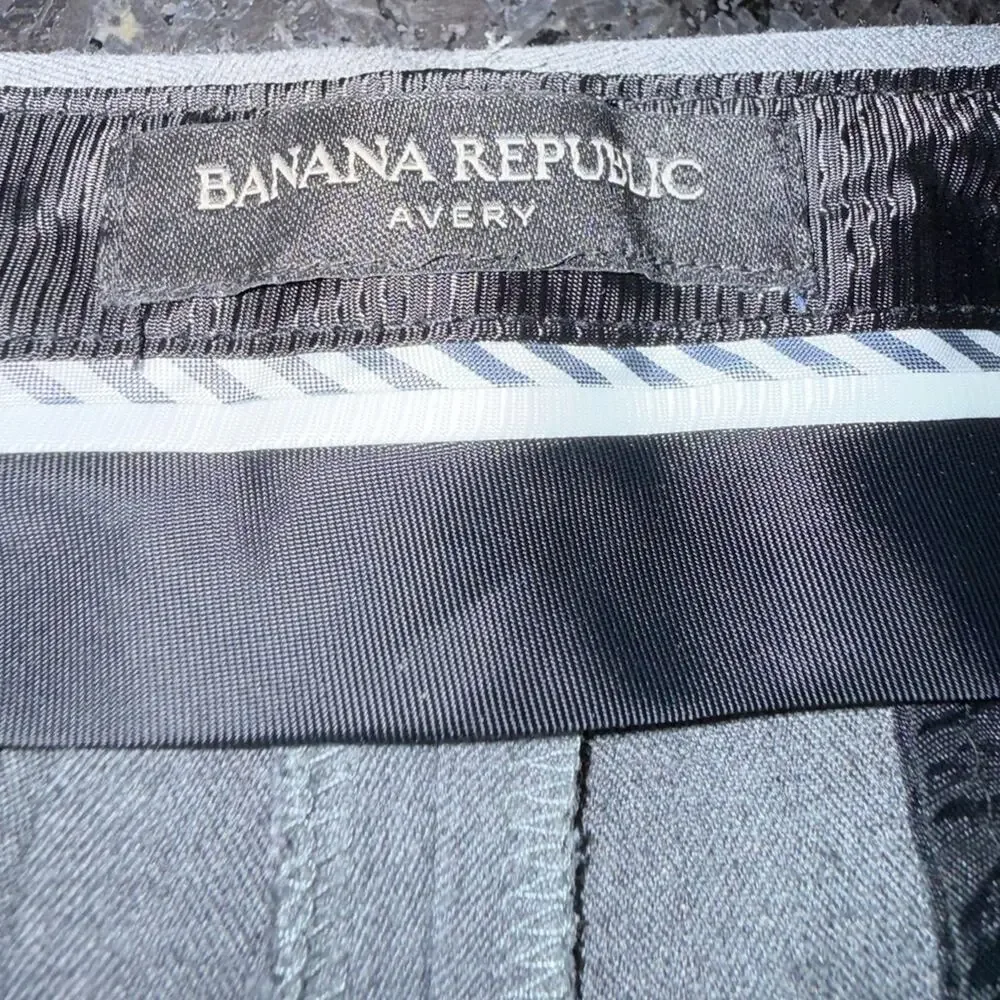 UEC BANANA REPUBLIC AVERY TAILORED ANKLE TAPERED TRACK STRIPE GREY PANTS SZ 12